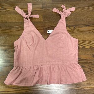 Express Dusty Pink peplum top with tie-up straps size XL